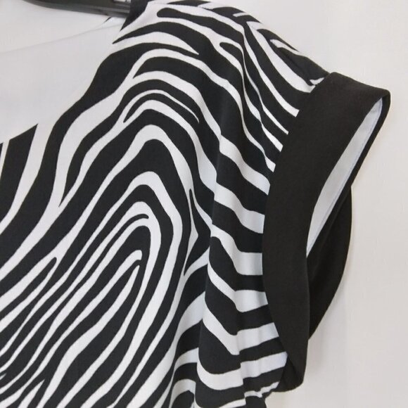 Chico's | Zebra Sheath Dress Black White Stretch | Size L (12) - Picture 4 of 7